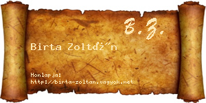Birta Zoltán névjegykártya